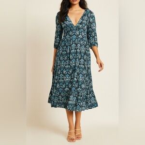 NEW caroline constas dahlia navy print dress
